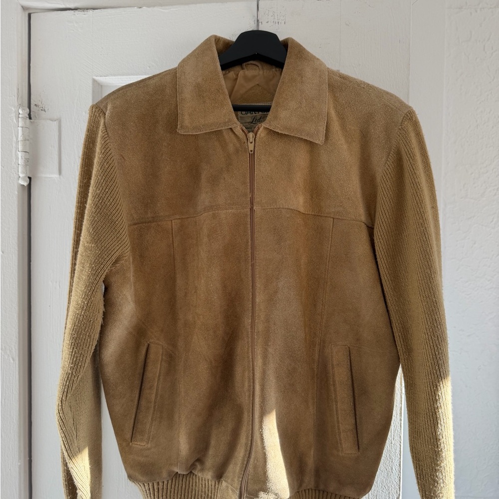 Men's Vintage Tan Suede Zip-Up Jacket - Classic Casual